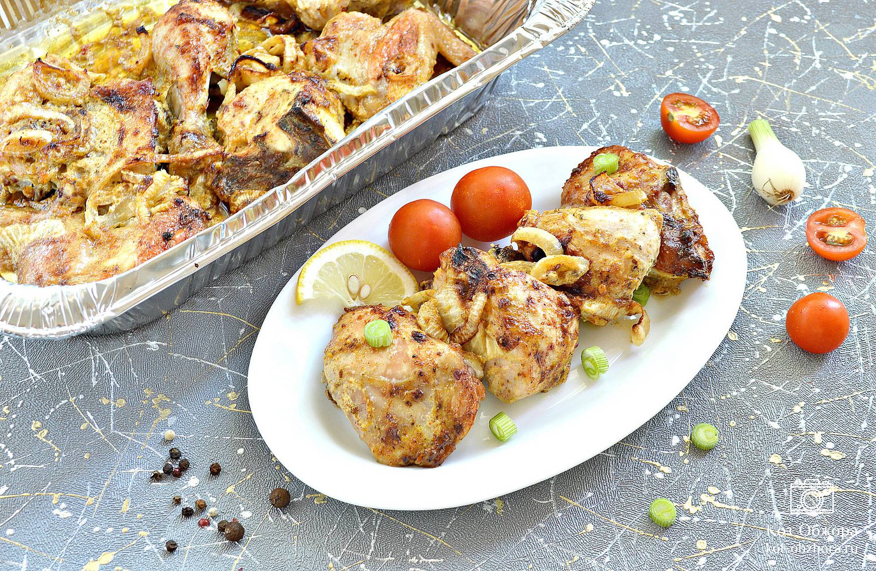 Шашлык из курицы в майонезе (в духовке)