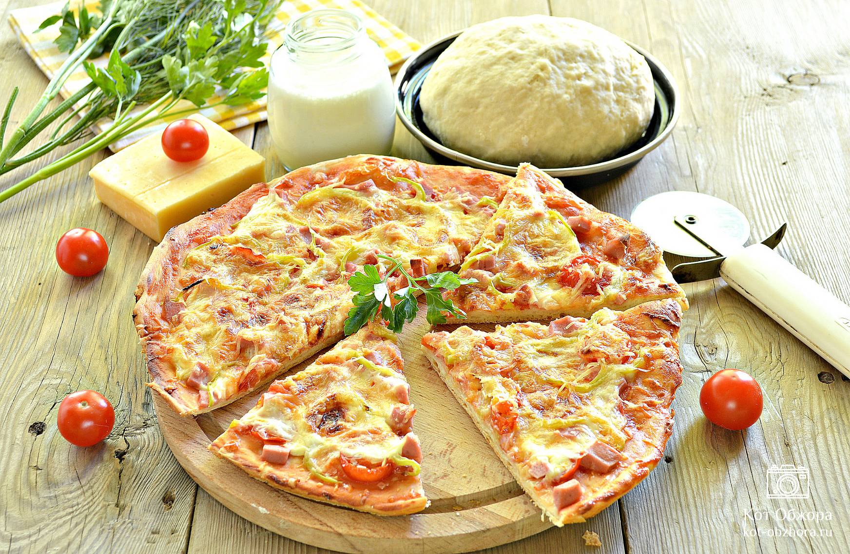 Быстрое тесто для пиццы на кефире — пошаговый рецепт с фото