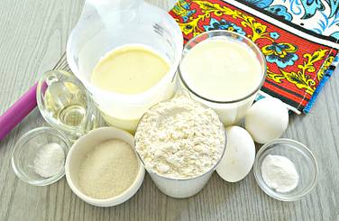 Вот нужные продукты для жарки ажурных блинов