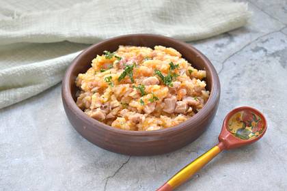 Рис с копчёной курицей